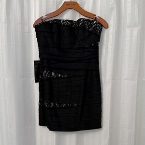 NWT Bebe Carlita Strapless Black Dress with Lace   Accents - Size M